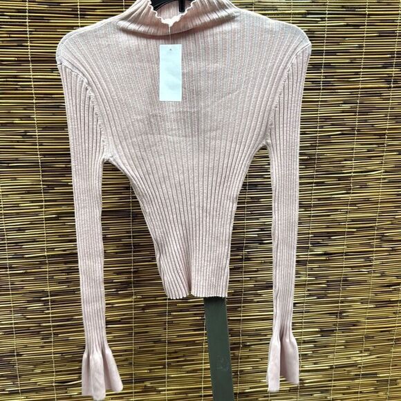 Hooked up by Iot Juniors' Funnel Neck Bell Sleeve Sweater - Pink Size XS - Picture 3 of 3